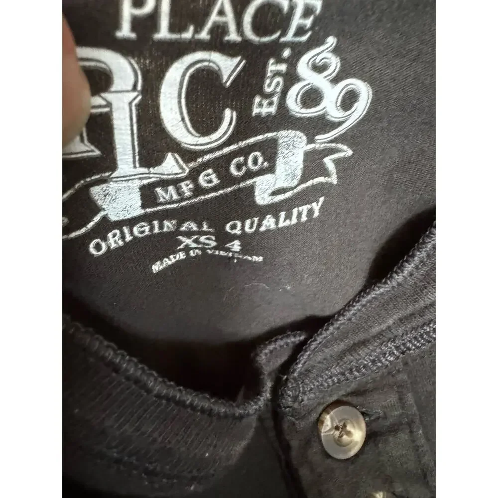 The Children's Place Boys Shirt XS 4 Gray Rock Hero Guitar Henley Long Sleeve‎